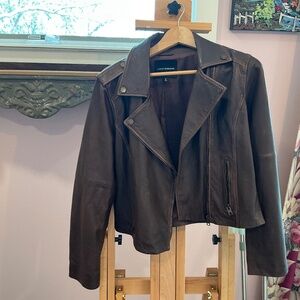 Brown Lucky Brand leather Moto jacket